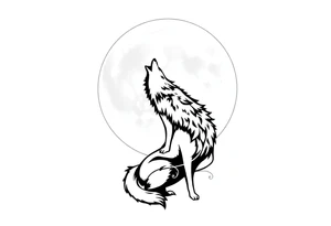 lone wolf howling at full moon tattoo idea