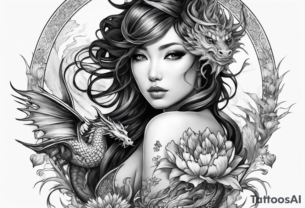 complete fairy nymph with dragon tattoo idea