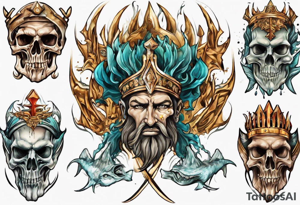 Atlantis king with trident tattoo idea