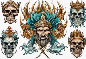 Atlantis king with trident tattoo idea
