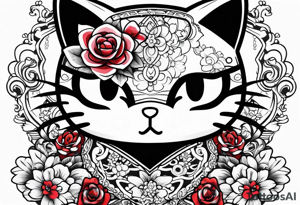 hello kitty with a mask on her face tattoo idea