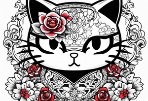 hello kitty with a mask on her face tattoo idea