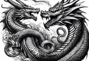 dragon fighting with snake tattoo idea