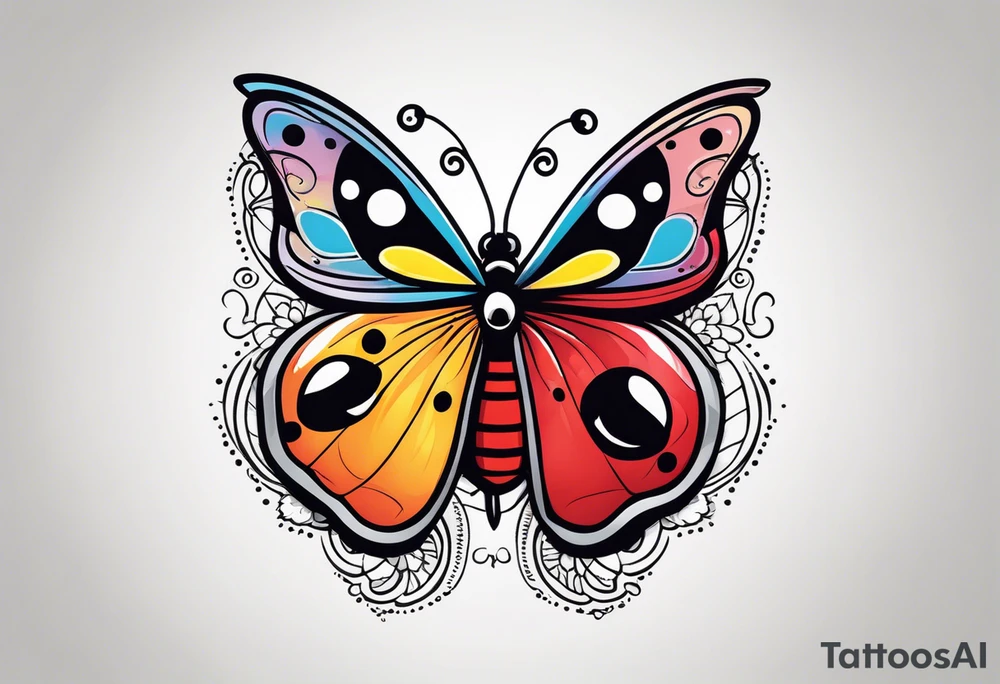 Half Butterfly and half ladybug tattoo idea