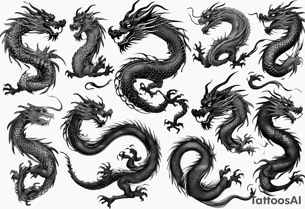 long chinese dragon with scales tattoo idea