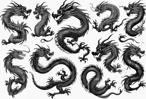 long chinese dragon with scales tattoo idea