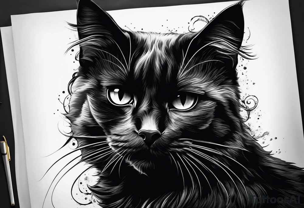Black cat tattoo idea