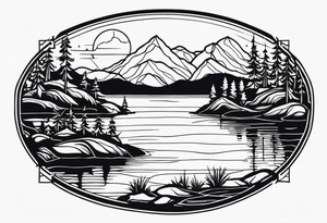 A lake with an small island in the middle tattoo idea
