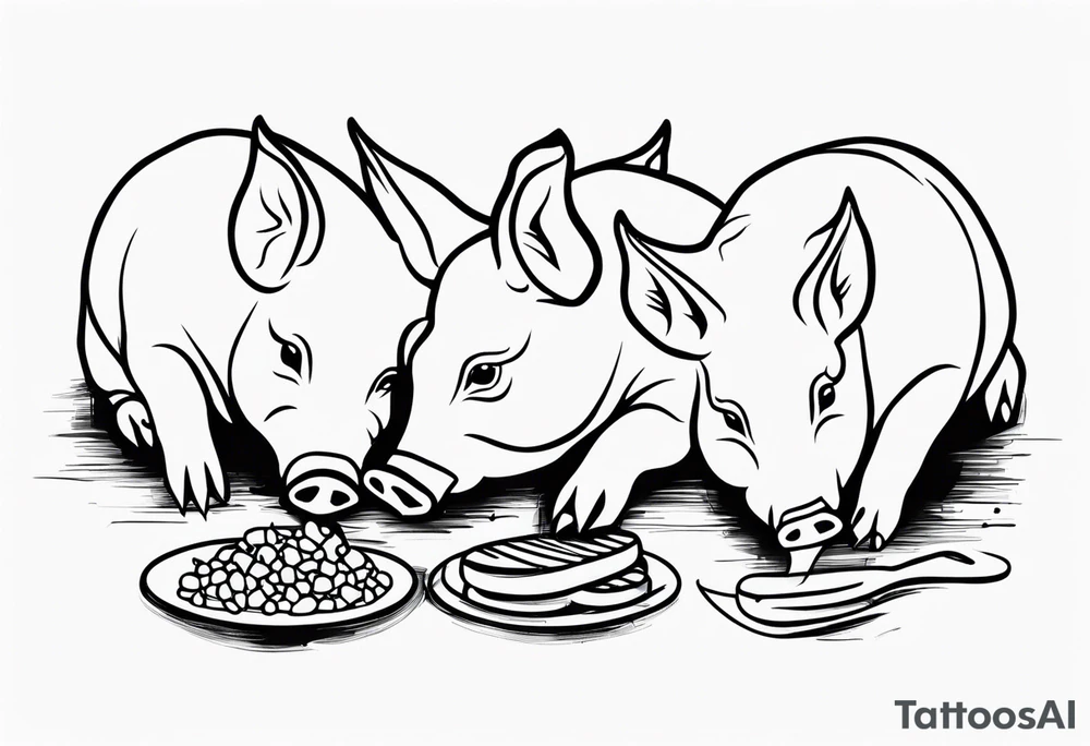 pigs  eating bacon tattoo idea