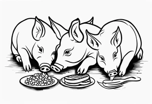 pigs  eating bacon tattoo idea