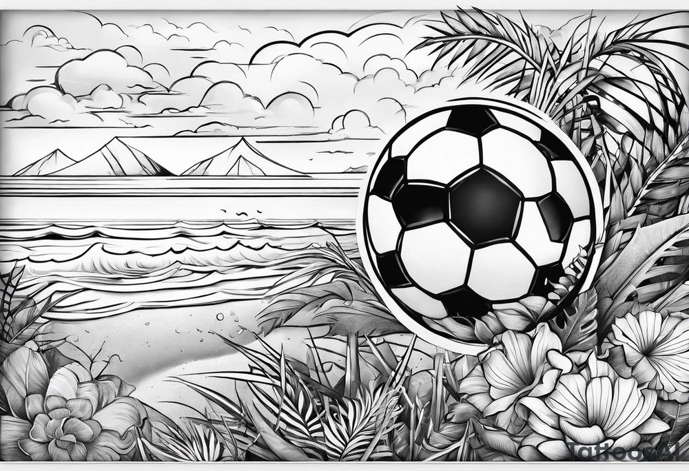 beach and football tattoo idea