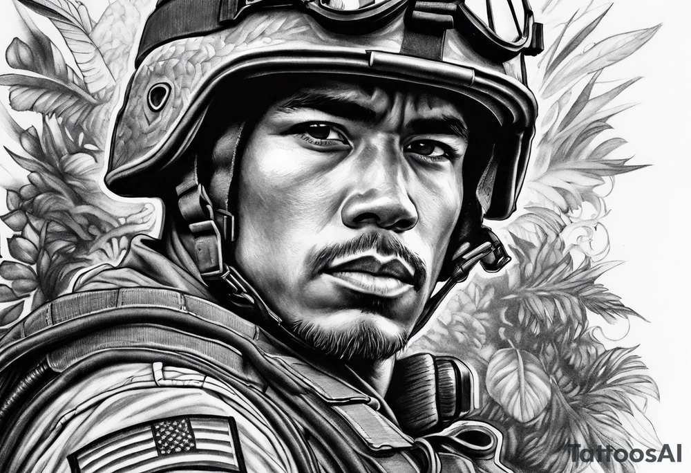 Military themed half sleeve no portraits tattoo idea