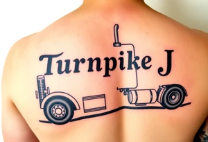 Picture of an eighteen wheeler truck with the words “Turnpike J” on it tattoo idea