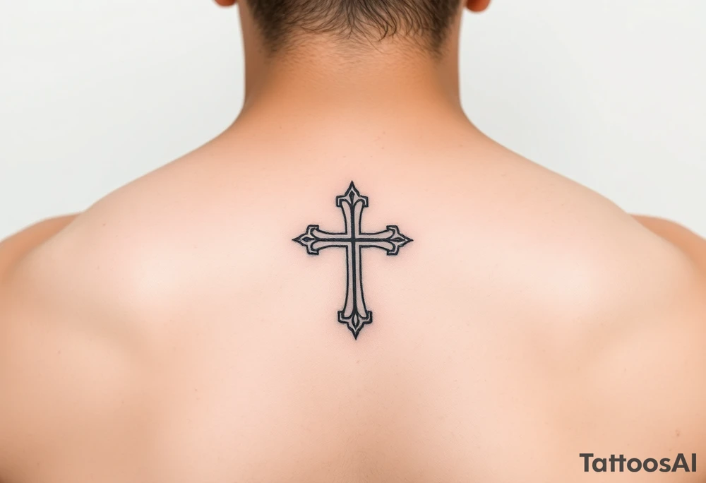 Small feminine cross on wrist tattoo idea