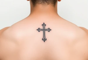Small feminine cross on wrist tattoo idea