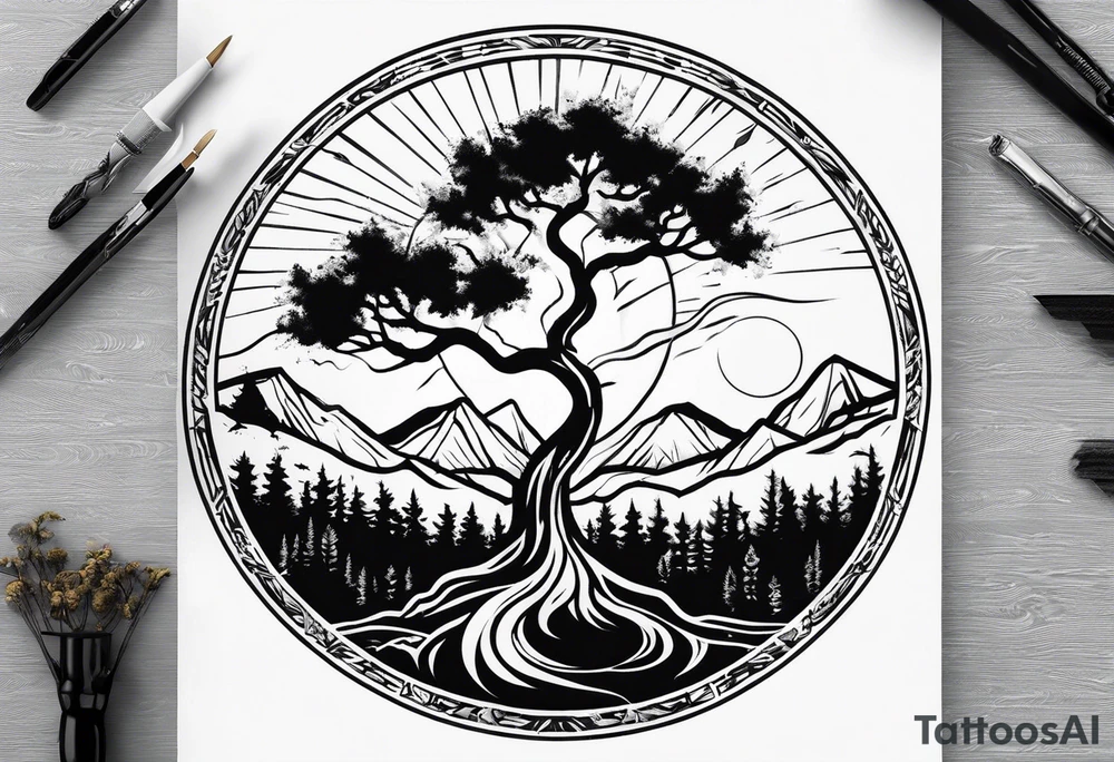 lightning strike
circle of life tree tattoo idea