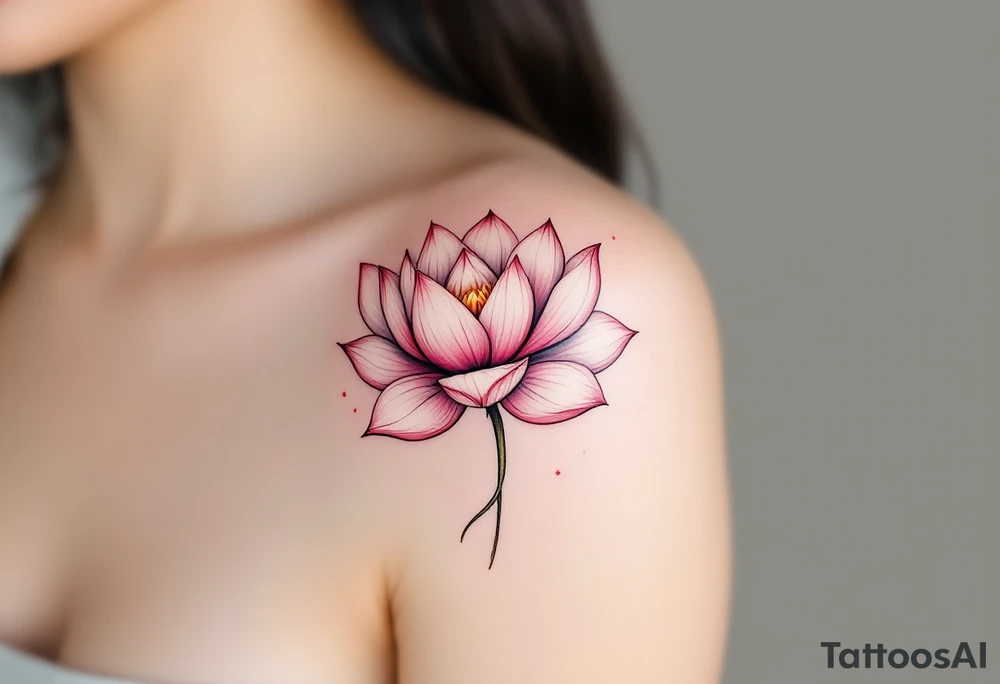 Crimson and white lotus flower, representing purity rising from suffering. tattoo idea