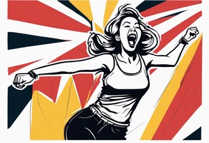 Silly. odd woman ugly dancing yelling "woop woop" tattoo idea