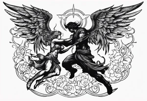 angel fighting a demon tattoo idea