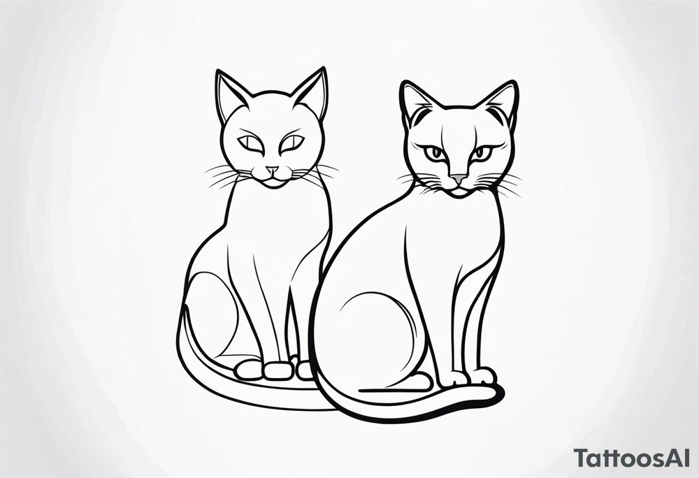 Two cat outline. One gray and one black tattoo idea