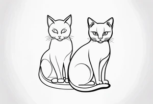Two cat outline. One gray and one black tattoo idea