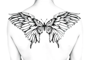 eros and psyche Greek mythology  inspired using angel wings and butterfly wings as core concepts tattoo idea