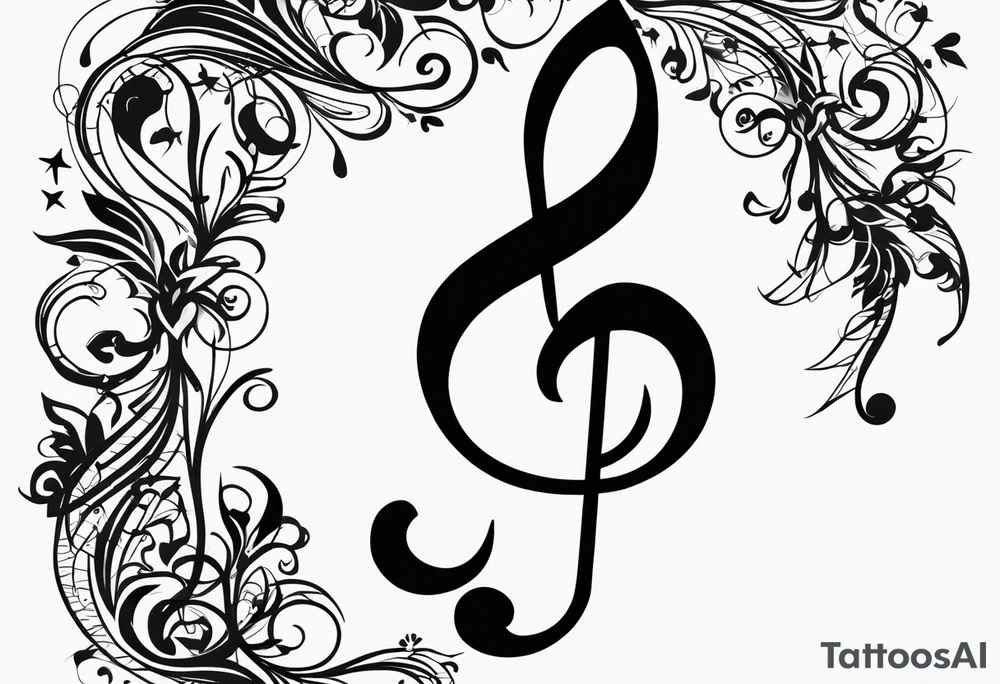 Line art Musical notes depicting the letters R and L tattoo idea