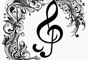 Line art Musical notes depicting the letters R and L tattoo idea