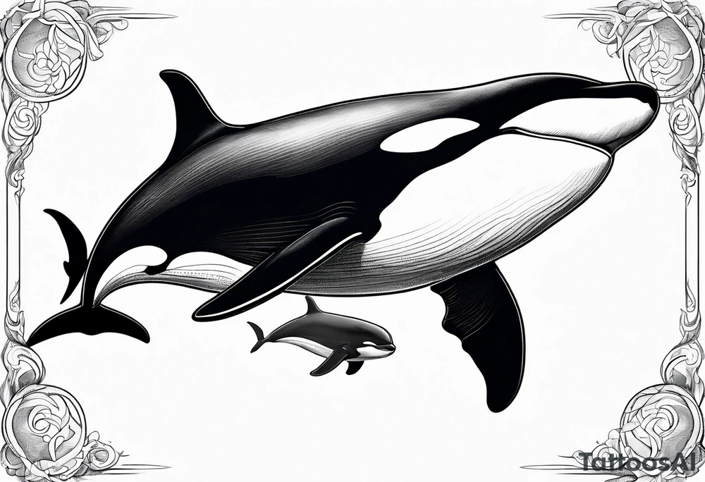 Killer whale outline with no shading tattoo idea Killer whale outline with no shading tattoo idea
