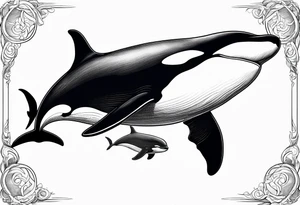 Killer whale outline with no shading tattoo idea