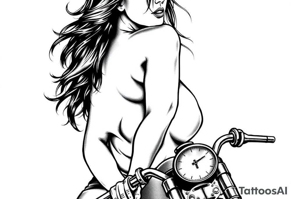 naked girl on motorcycle, slut tattoo idea