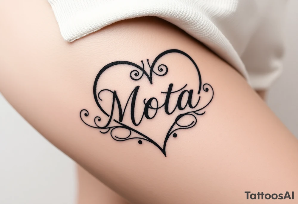 The name Mota within a heart tattoo idea
