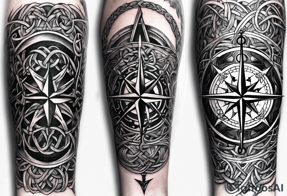 Celtic, forearm, half sleeve, anchor, compass tattoo idea