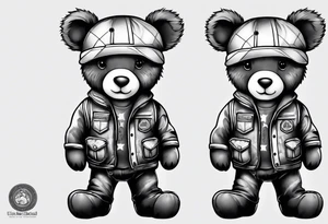 teddy bear wearing a safety construction vest tattoo idea