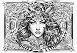 sagittarius sign with designs surrounding it tattoo idea