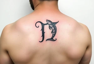 Using the letter P in “Pisces” to create the zodiac design Pisces tattoo idea
