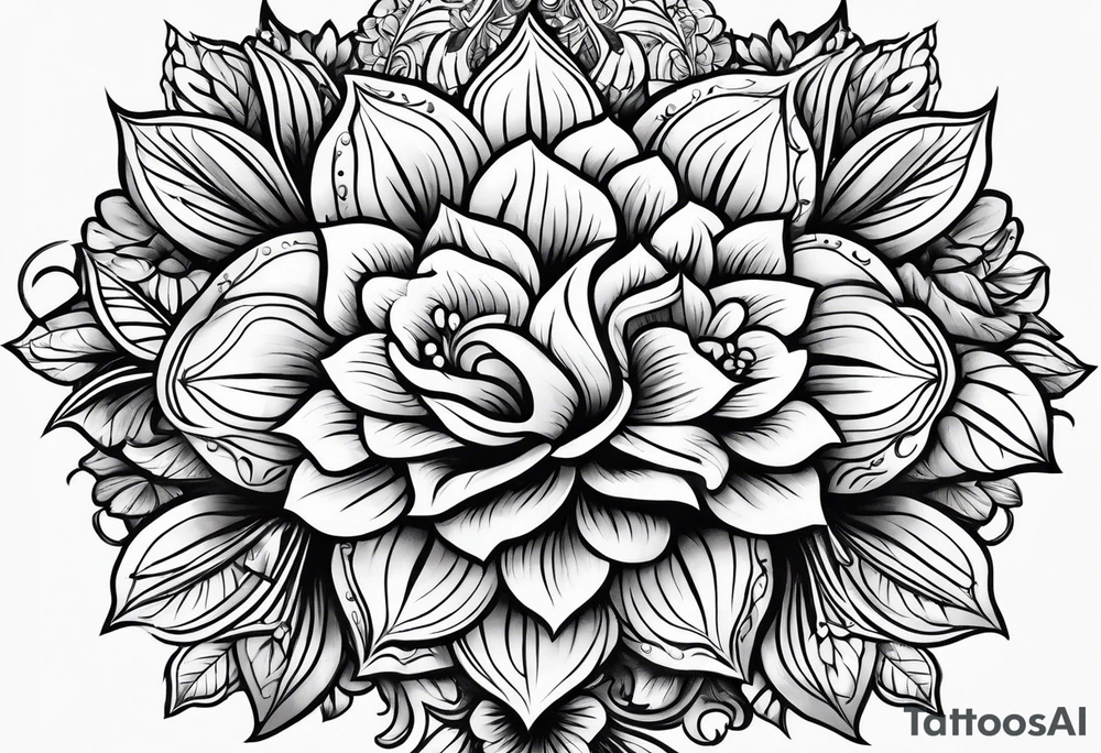 ornaments of flowers tattoo idea