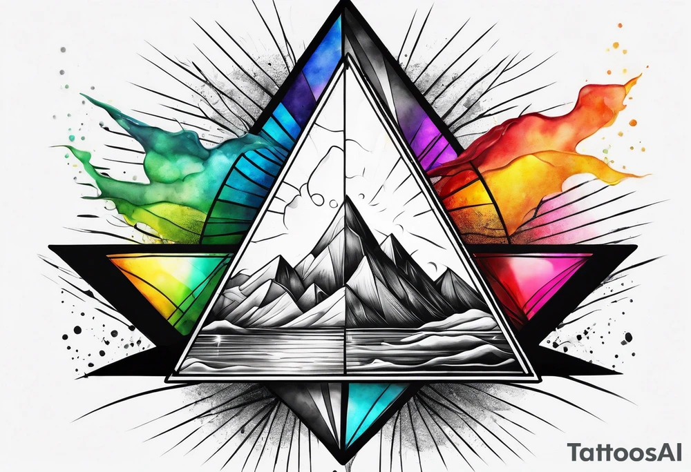 triangle prism glass dispersing a single ray into colorful rays tattoo idea