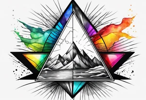 triangle prism glass dispersing a single ray into colorful rays tattoo idea