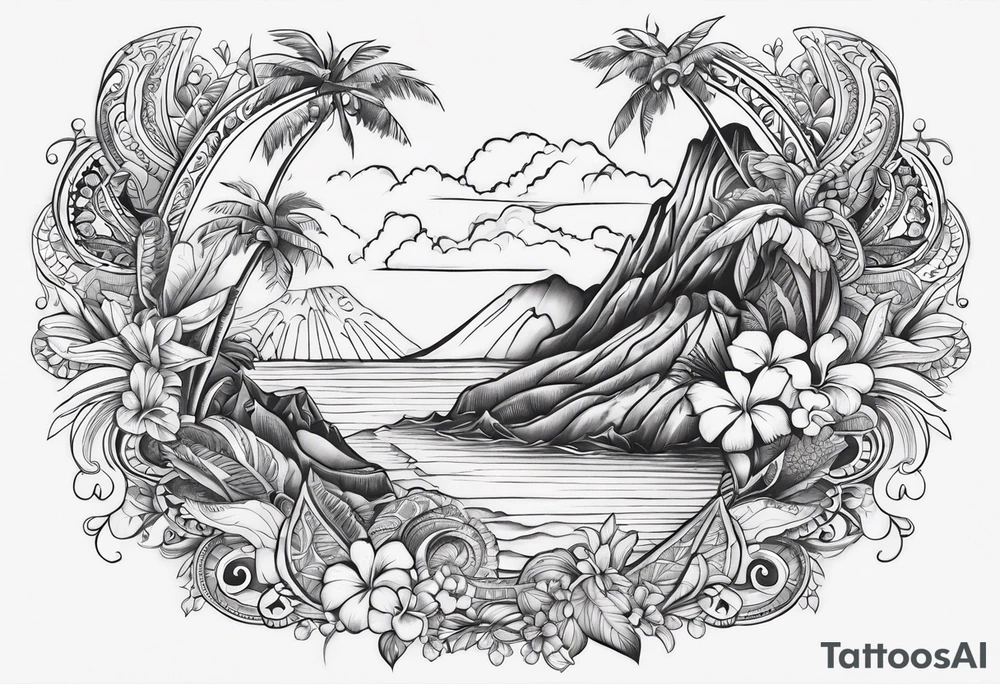 Hawaiian islands paisley tattoo idea