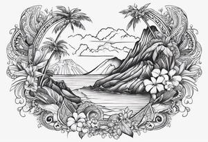 Hawaiian islands paisley tattoo idea