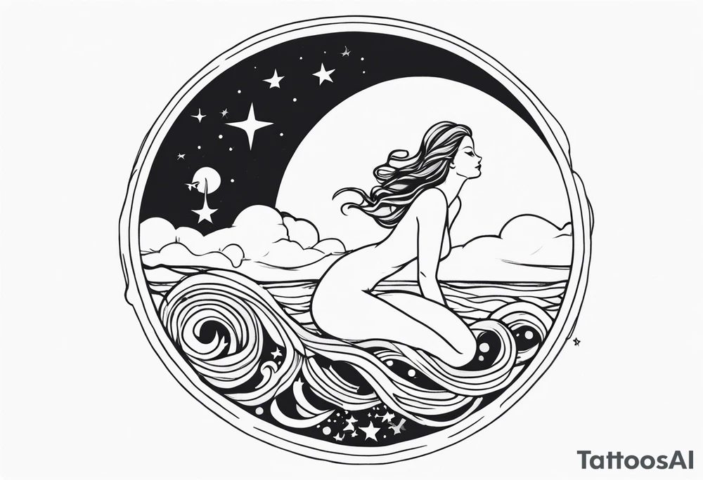 mermaid reaching for the moon tattoo idea