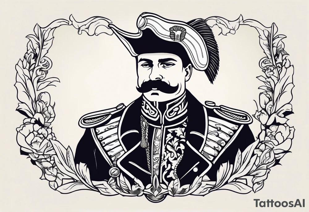 old school tattoo of hussar with mustash tattoo idea