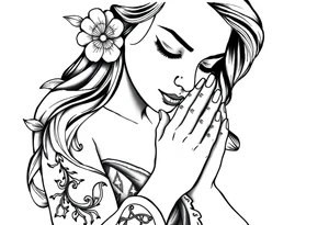 Chicano style Woman praying tattoo idea