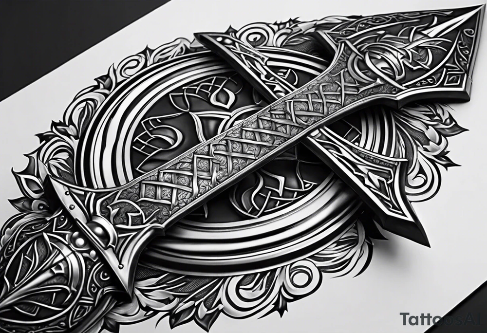 Valhalla sword shield  axe tattoo idea