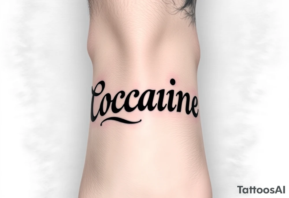 The word cocaine tattooed on foot tattoo idea