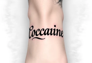 The word cocaine tattooed on foot tattoo idea