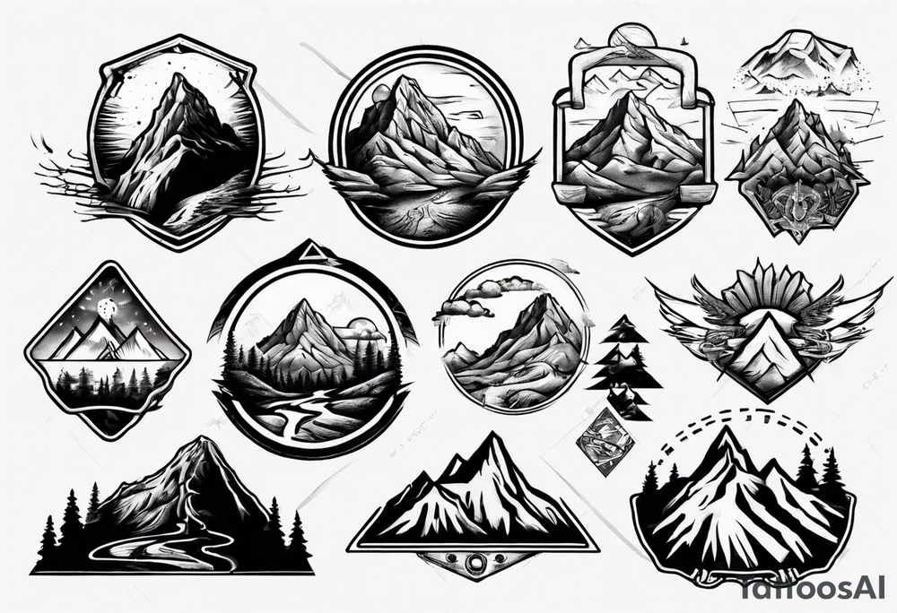 flexing bicep with road cycle and a mountain tattoo idea