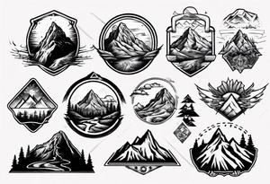 flexing bicep with road cycle and a mountain tattoo idea