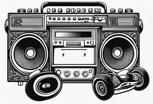 Boombox rollerskates tattoo idea